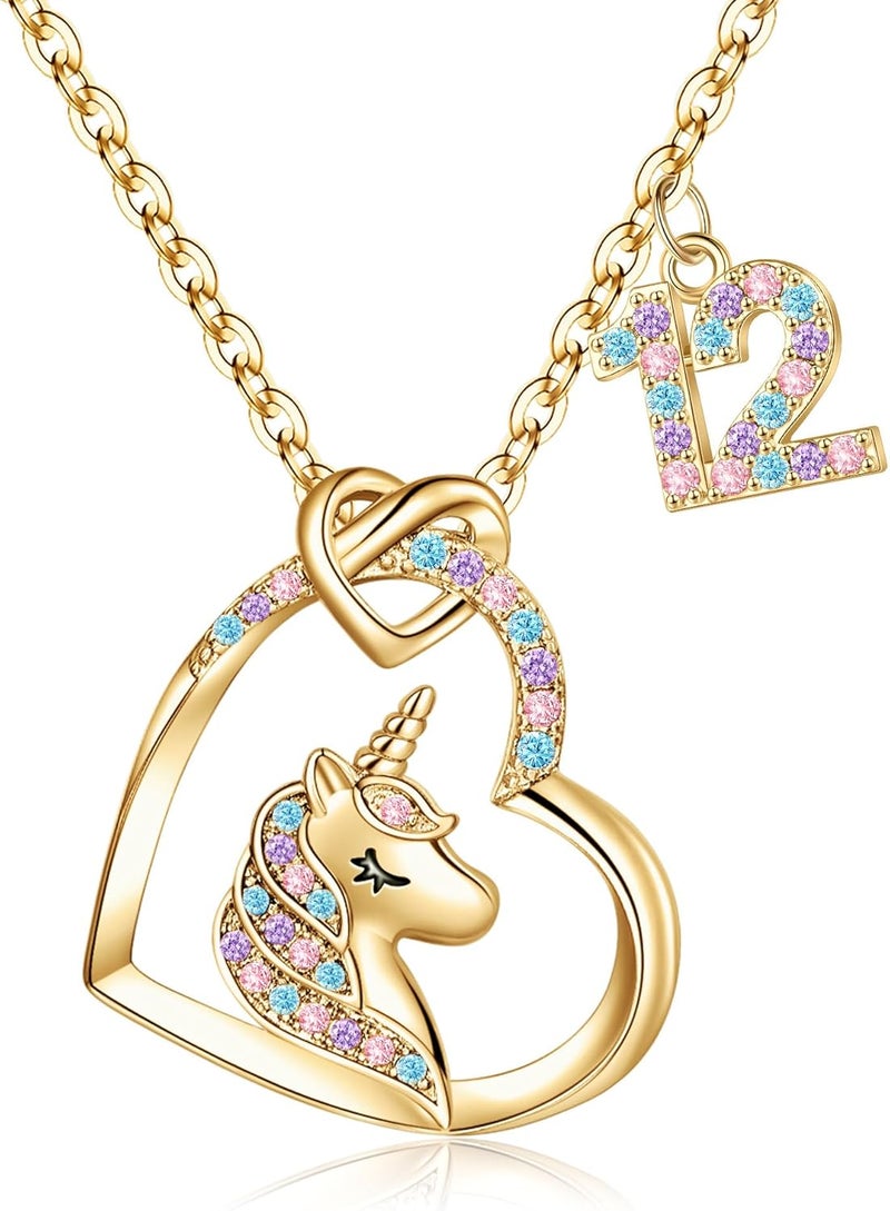 Hidepoo Birthday Unicorns Gifts for Girls - Unicorn Necklace Birthday Gift for 3-16 Year Old Girl Colorful CZ Heart Pendant Unicorn Necklace for Girls Gifts Jewelry - Image 1